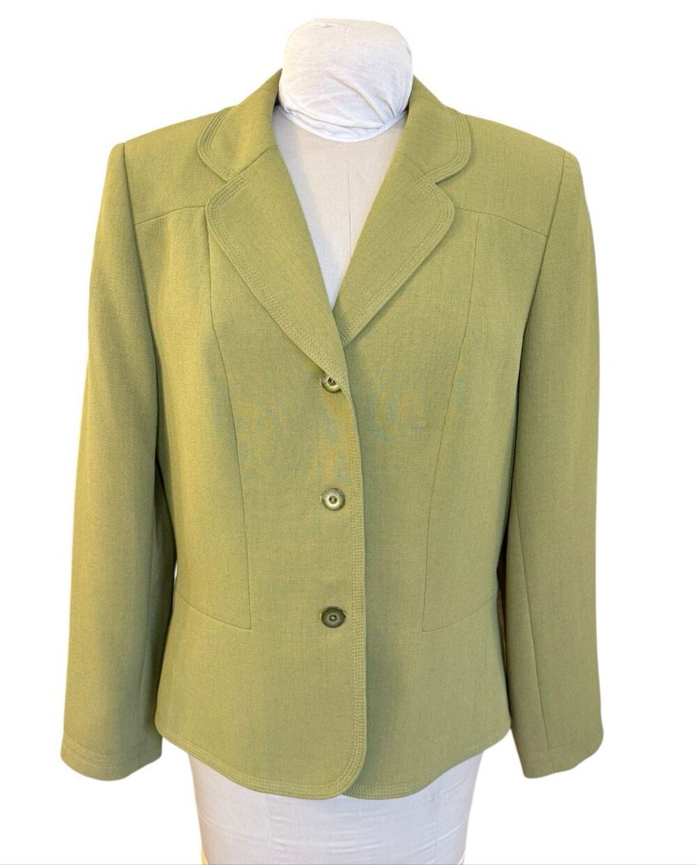 Le Suit Celery Green 3-Button Lined Blazer Set In Waist Sz. 14 Career Profession
